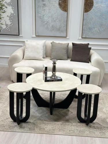 طاولات تقديم لون اسود 5 قطع