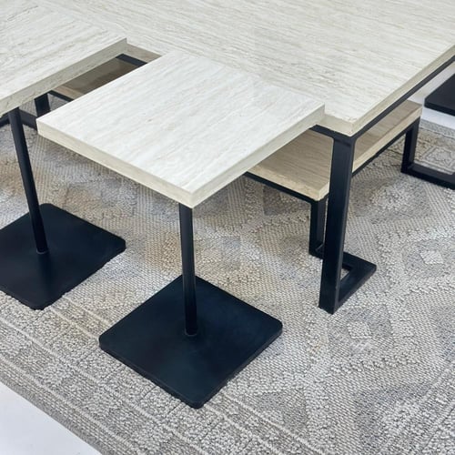 طقم طاولات تقديم دورين 7قطع سطح بديل رخام قاعده حد...