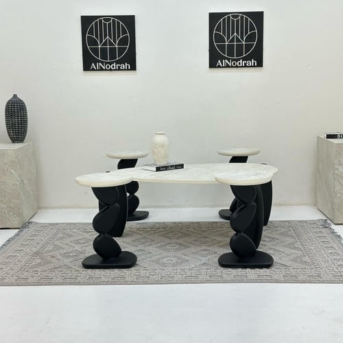 طقم طاولات ستون 5قطع لون اسود