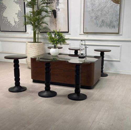 طقم طاولات نما سنديان بني 7قطع