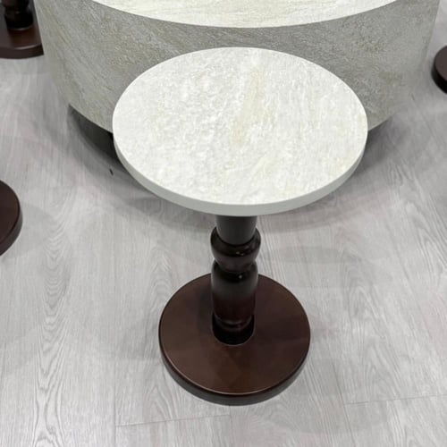 طقم طاولات اسطواني 5 قطع بني