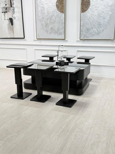 طقم طاولات ليون 7قطع لون اسود