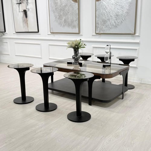 طقم طاولات ابيات 7قطع 2 الوان