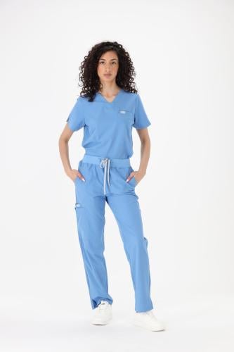 بنطلون سكراب طبي نسائي كلاسيك لون ازرق فاتح