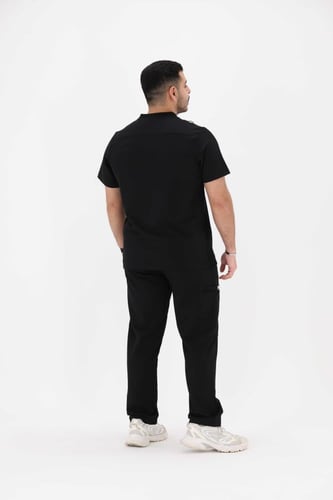 تيشيرت سكراب طبي رجالي مرن لون أسود