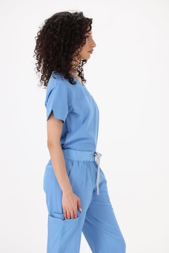 بنطلون سكراب طبي نسائي كلاسيك لون ازرق فاتح