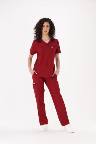 بنطلون سكراب طبي نسائي كلاسيك لون احمر