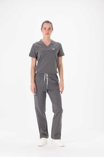 بنطلون سكراب طبي نسائي مرن لون رمادي فاتح