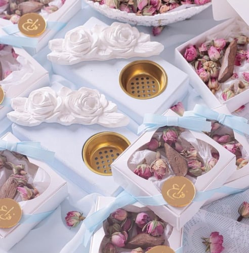 6 حبات توزيعات مباخر ألفة - سماوي وأوف وايت