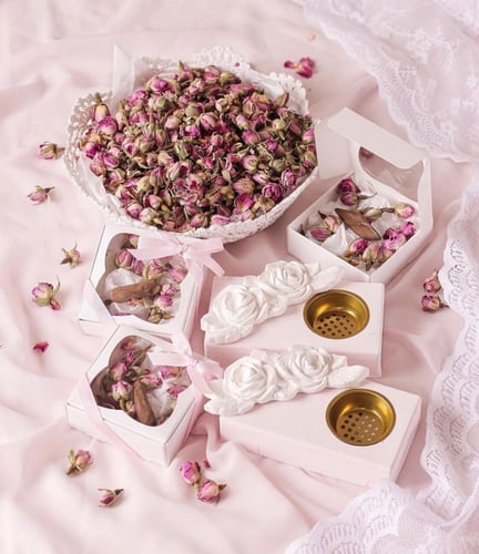 6 حبات توزيعات مباخر ألفة - وردي وأوف وايت