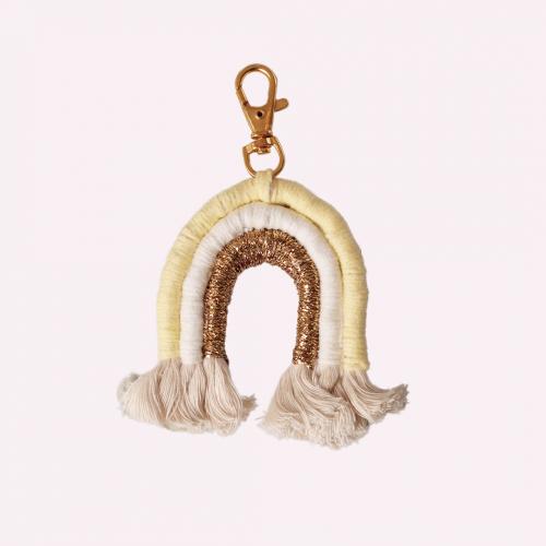 توزيعات ميدالية مكرمية قوس قزح - لون أصفر