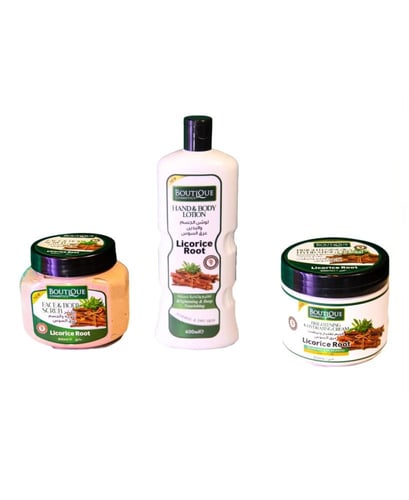 بكج بوتيك - لوشن عرق السوس + مقشر السوس + كريم تفت...