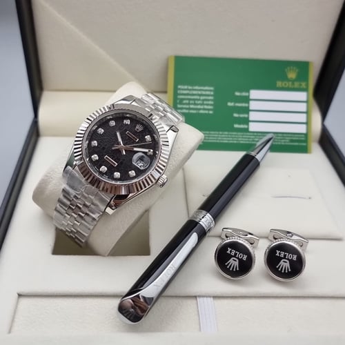 طقم رولكس فضي بالكامل