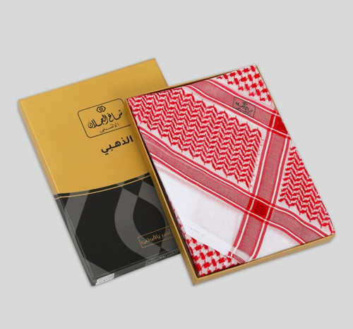 شماغ العجلان الذهبي احمر ياقوتي جديد