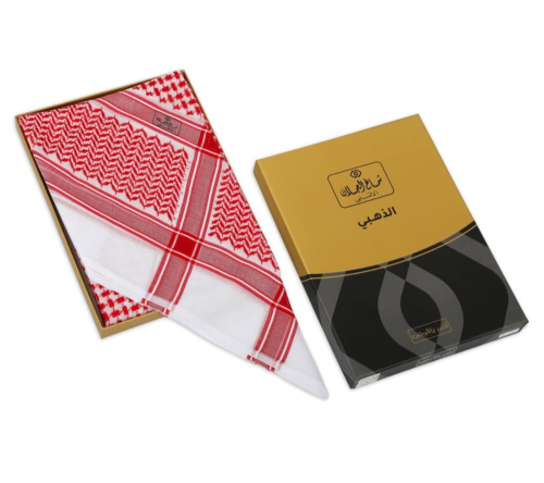 شماغ العجلان الذهبي احمر ياقوتي جديد