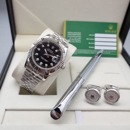 طقم رولكس فضي بالكامل