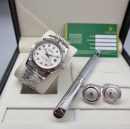 طقم رولكس فضي بالكامل