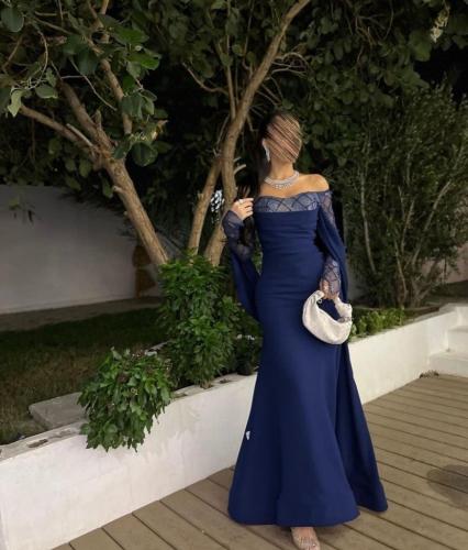 فستان سهرة كريب لونين