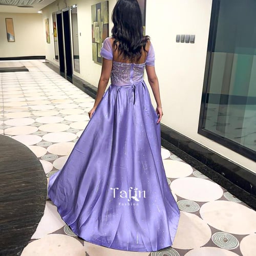 فستان سهرة لون بيج خامة باربي