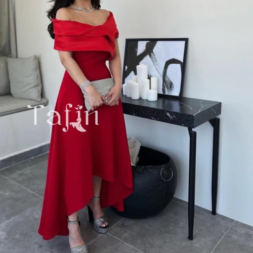 فستان احمر تفته وكريب