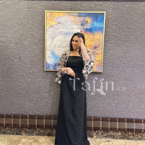 فستان هديل مشجر بدون قفاز