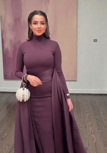 فستان سهره ناعم طويل بخامه باربي مع تنوره تفته انس...