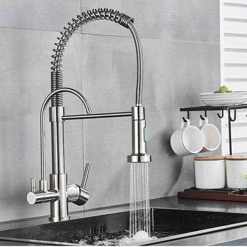 خلاط مطبخ فاخر مزدوج برأسين صنبور غسيل و صنبور خاص...