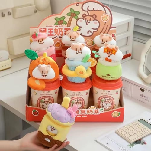 (اصلي 100%) Hamster Plush Keychain Blind Cup