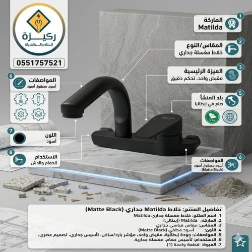 خلاط مجلى جداري اسود