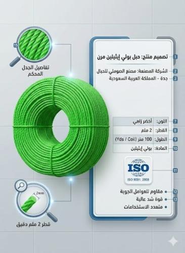 حبال نايلون 2 مللي 300ياردة