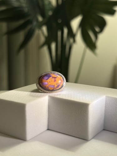 خاتم فضة فاخر بحجر طبيعي مميز