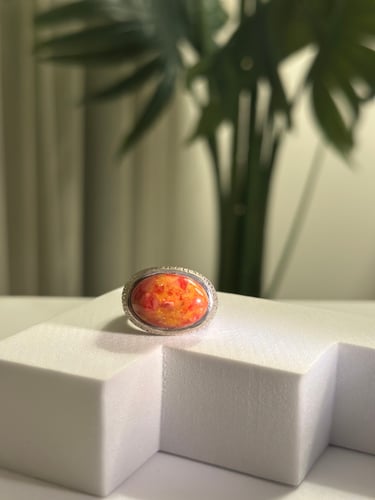 خاتم فضة فاخر بحجر طبيعي