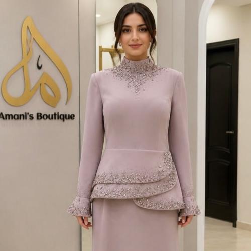 فستان سهرة طويل بيبلوم