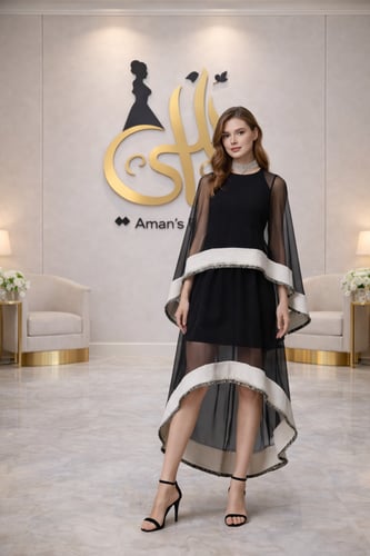 فستان تل اسود مودرن - موديل 238