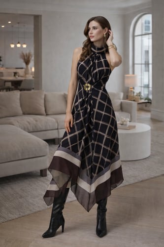 فستان طويل مشجر مودرن - موديل 237