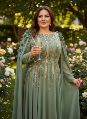 فستان سهرة للمقاسات الكبيرة بتصميم أنيق مع تفاصيل...