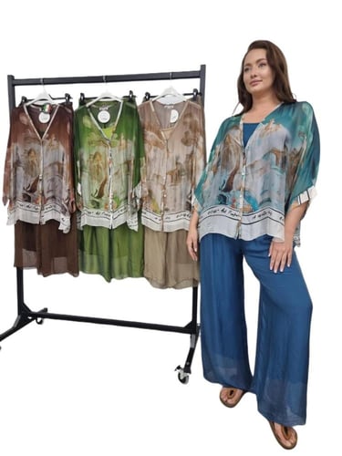 طقم نسائي كاجوال عصري مزخرف بألوان هادئة مع بنطلون...