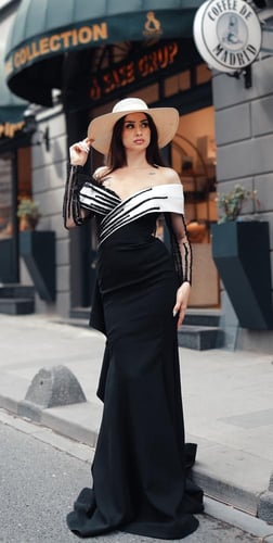 فستان سهرة أوف شولدر بأكمام طويلة وتصميم أنثوي فاخ...