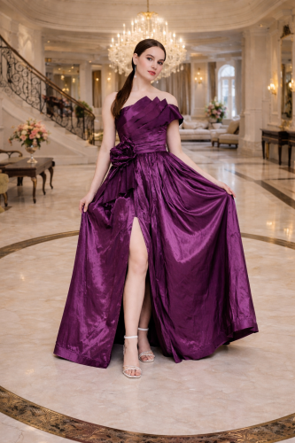 فستان سهرة أوف شولدر منفوش بتصميم فاخر للمناسبات ا...