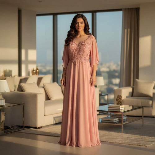 فستان سهرة بليسيه من التل ومطعم بالدانتيل على طول...