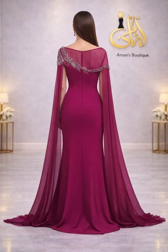 فستان سهرة فاخر بتصميم ملكي أنيق
