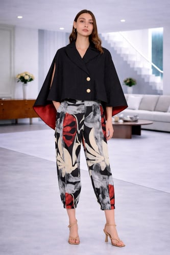 طقم سهرة مطرز مع جاكيت مطرز وتنورة متدرجة