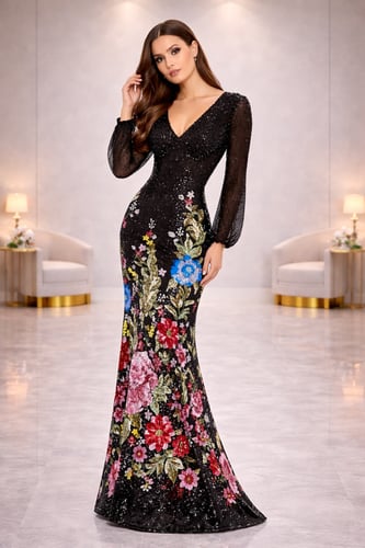 فستان فلورينز ا الملكي بتطريز يدوي كليا