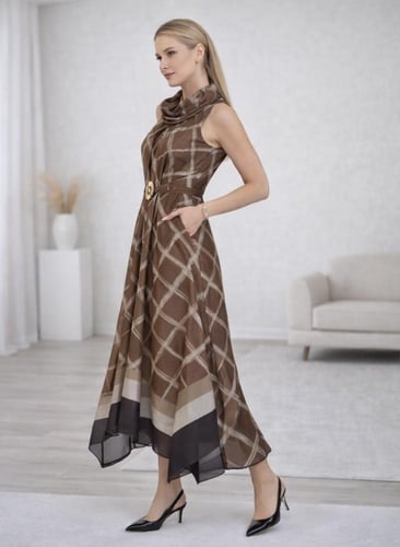 فستان طويل مشجر مودرن - موديل 237