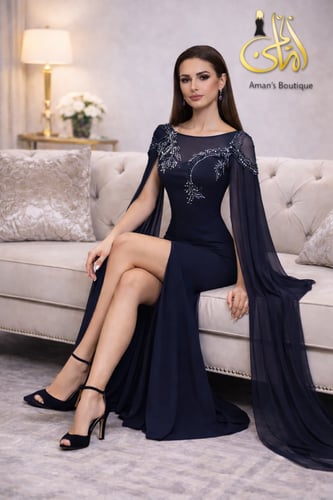 فستان سهرة فاخر بتصميم ملكي أنيق