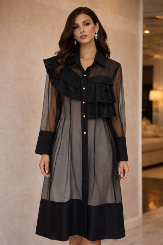 جاكيت سهرة شيفون بأزرار مزخرفة