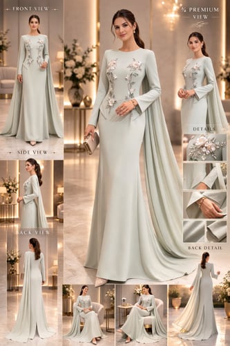 فستان همسة النعومة بتطريز زهري فاخر