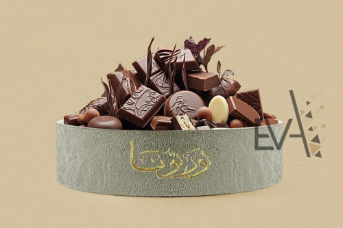 صينيه مخمل دائريه لتقديم الشوكولاتة والحلويات