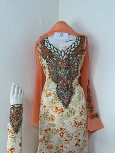 مخور اماراتي حرير اندنوسي بالطرحه تطريز وكريستال