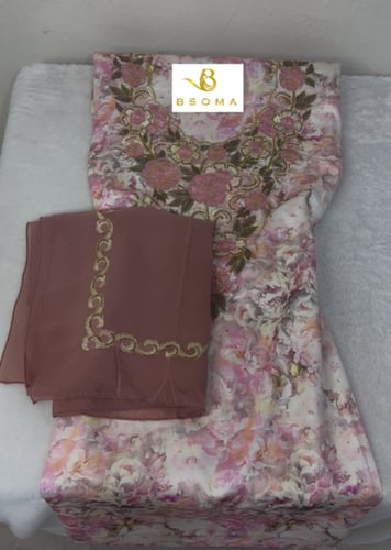 مخور حرير ديجتال بالطرحه تطريز وكريستال